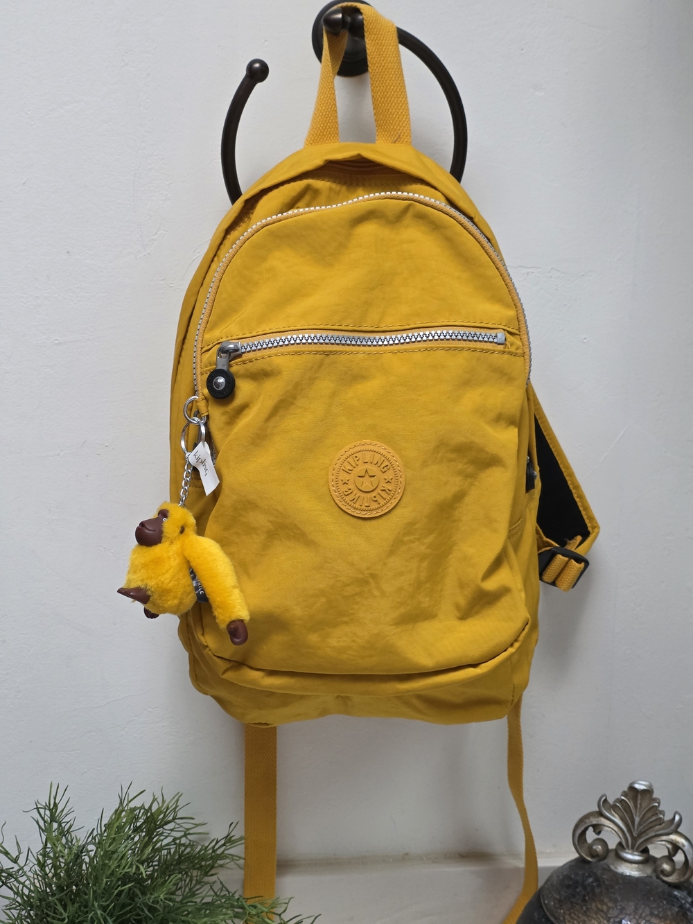 Kipling Bright Seoul XI Yellow Backpack with Myrtle Monkey Charm NWT